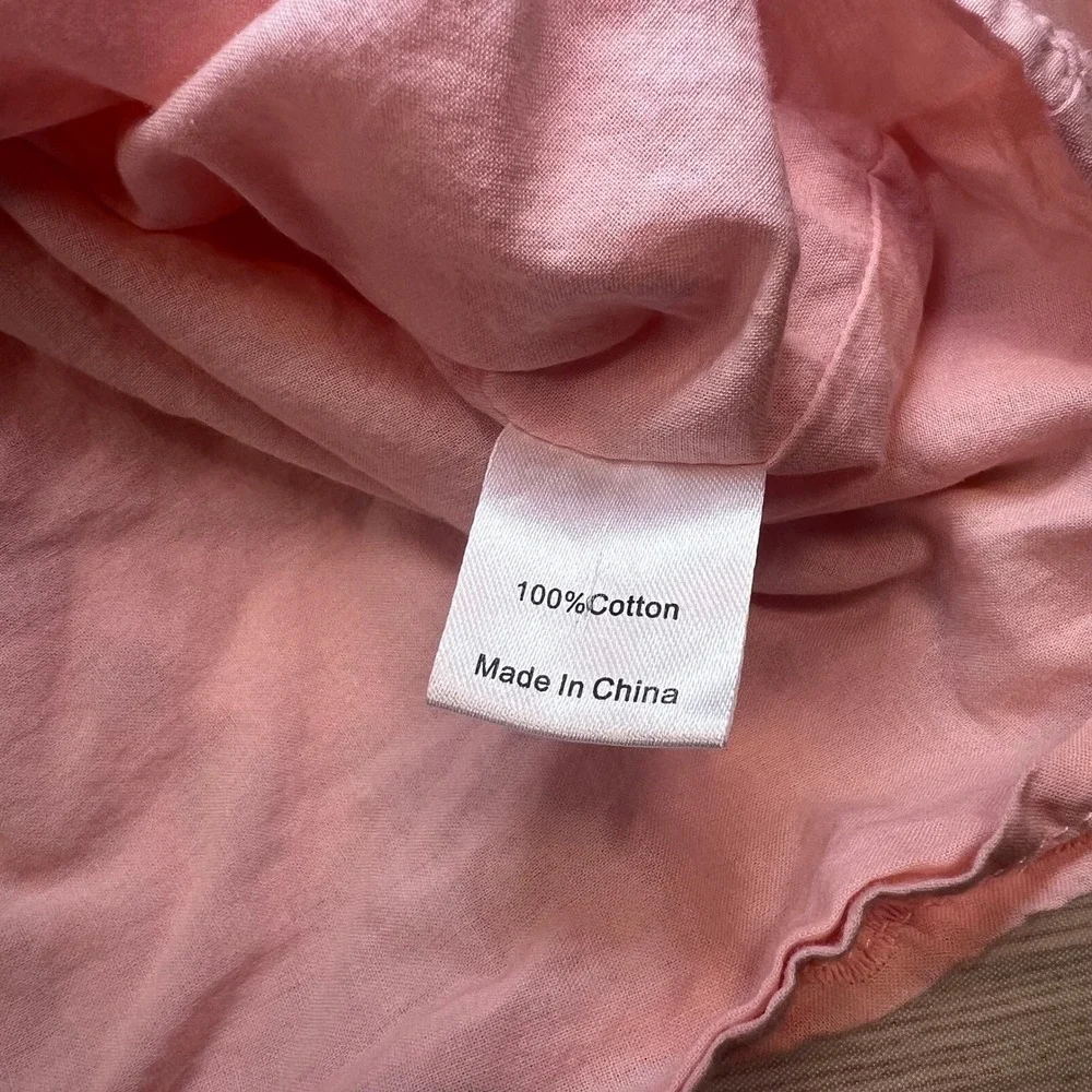 Tuckernuck Pink Salt Eyelet Finley‎ Flutter Sleeve Blouse Large Split Neck